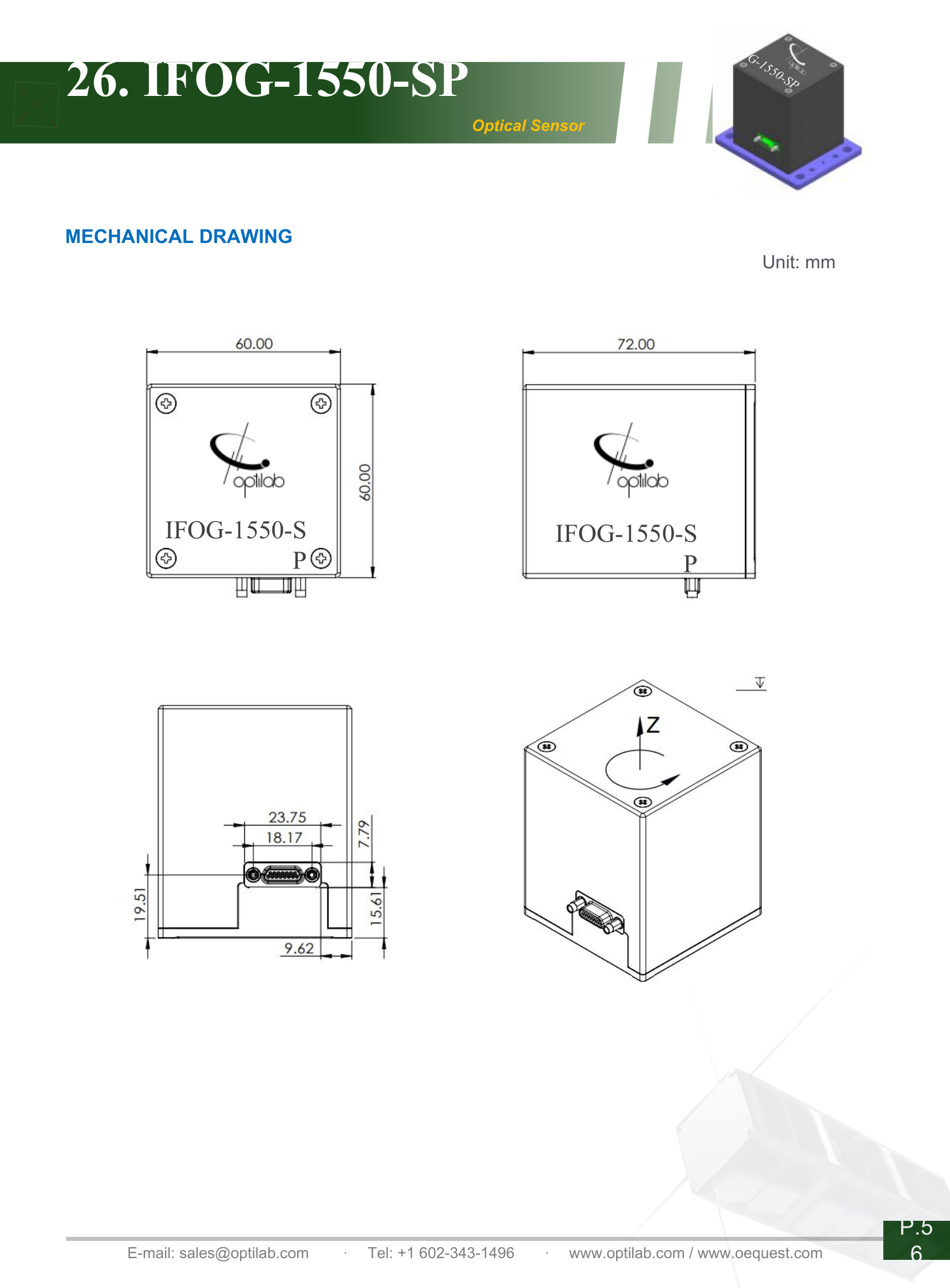 IFOG-1550-SP Mechanical Drawings