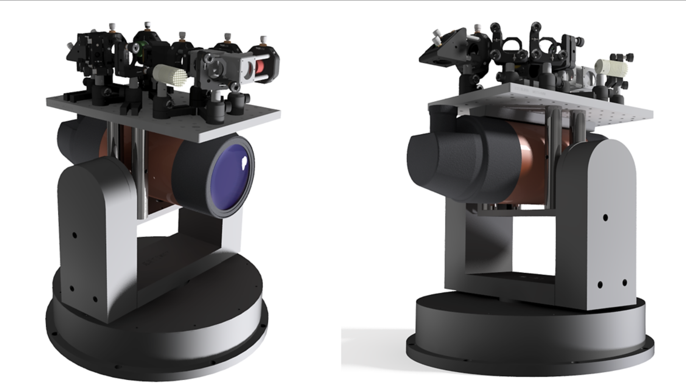 SatLight OCT Terminal on Gimbal Mount - Front and Rear CAD Render