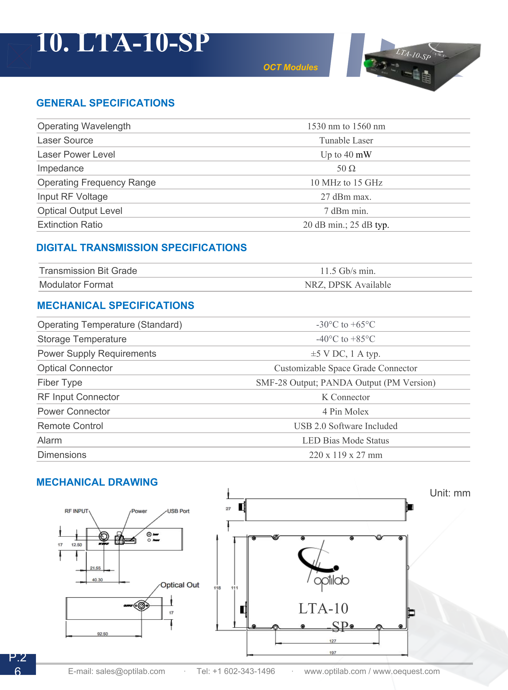 IFOG-850-SP Specifications